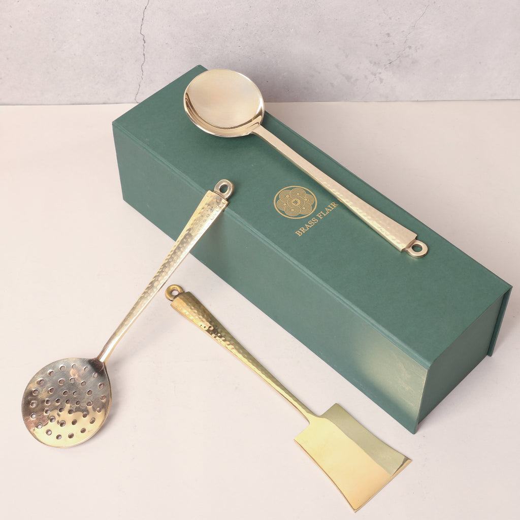 Brass Ladles Set (Set of 3)