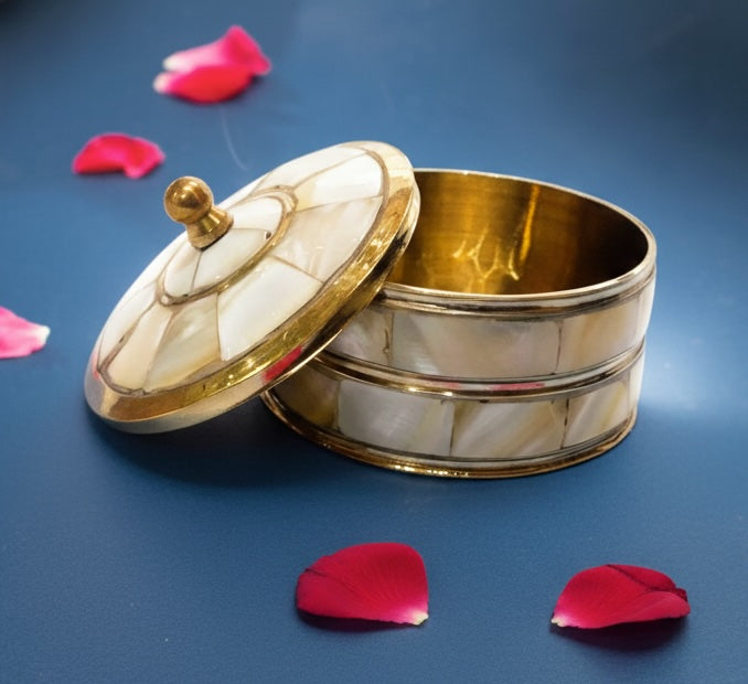 Exquisite Handcrafted Brass Sindoor Box with Seep Work