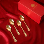 Handcrafted Brass Cutlery Set | Traditional Indian Flatware | Set of 8 (4 Spoons & 4 Forks)
