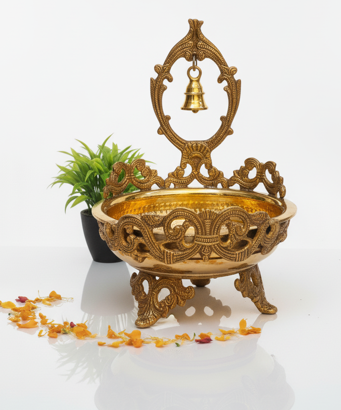 Elephant Brass Urli Bowl – Handcrafted Decor Piece