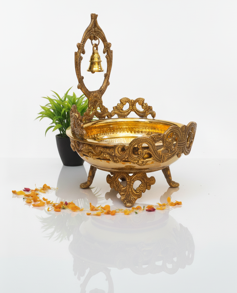 Elephant Brass Urli Bowl – Handcrafted Decor Piece